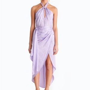 Ronny Kobo Lavender Floral Detail Halter Shirt & Wrap Skirt set